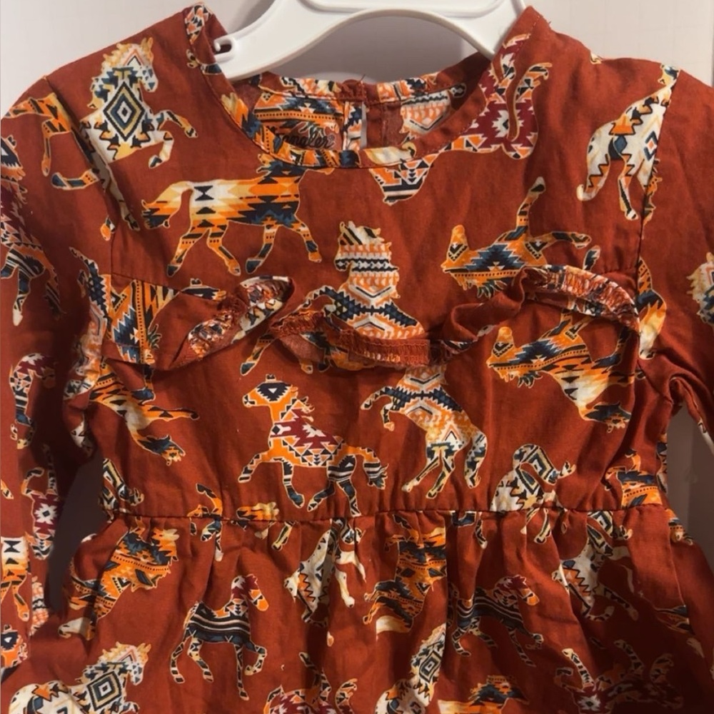 Wrangler Rust Orange Baby Dress with Animal Pattern